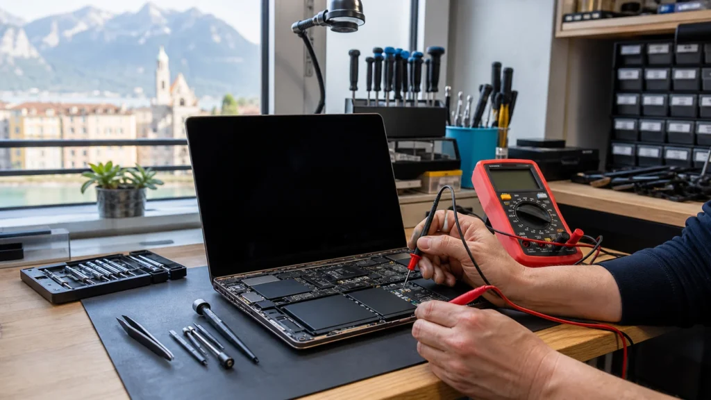 Diagnostic au multimètre d’un ordinateur portable qui ne s’allume plus
