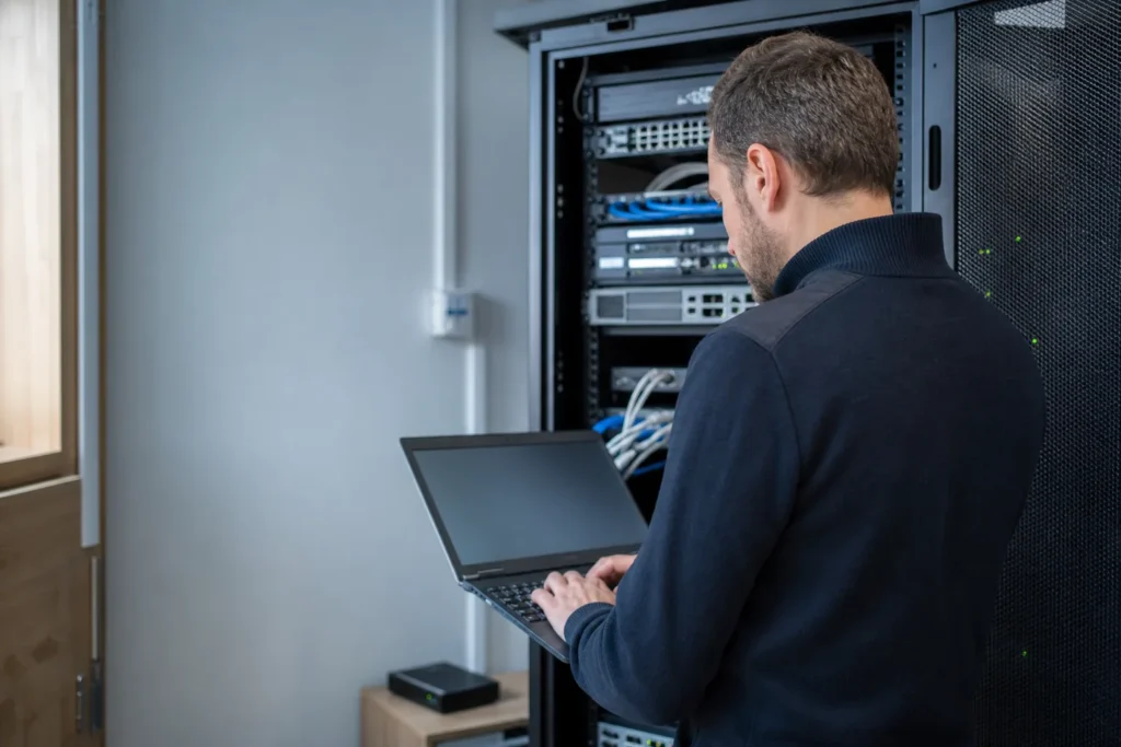 Administrateur contrôlant un serveur après l’alerte de sécurité SharePoint 2026