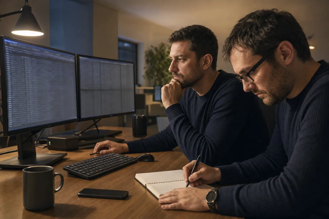 Techniciens analysant les journaux d’un serveur SharePoint après une alerte de sécurité