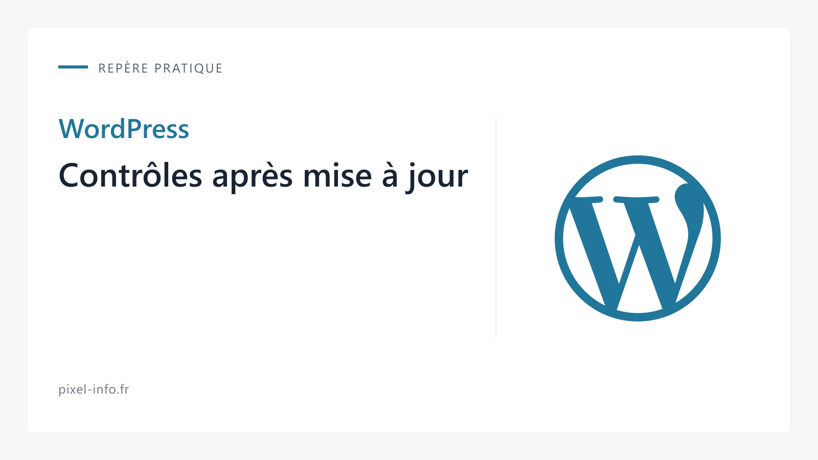 Logo WordPress — Contrôles après mise à jour