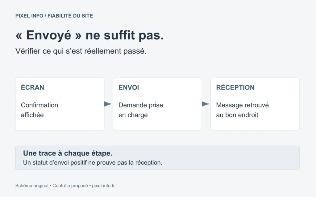 Formulaire WordPress et e-mail non reçu : distinguer confirmation affichée, prise en charge et réception