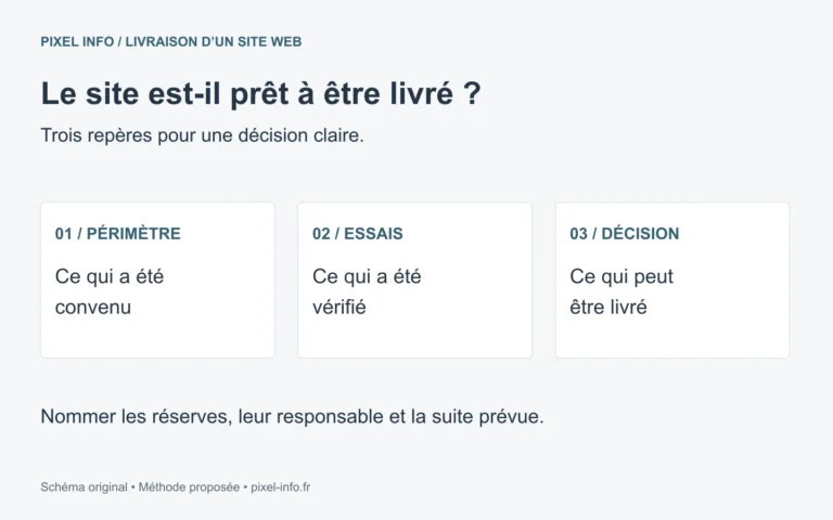 Recette d’un site web : périmètre convenu, essais vérifiés et décision de livraison